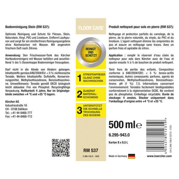Kärcher Reinigungsmittel Stein RM537, 500 Ml - Saugrohre ⋅ Saugschläuche 4 Kärcher Reinigungsmittel Stein RM537, 500 Ml - Saugrohre ⋅ Saugschläuche – Bild 2